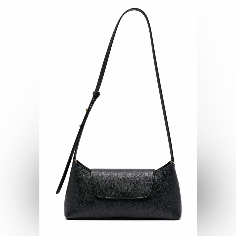 Elleme Envelope Pebbled Leather Black Crossbody Shoulder Bag